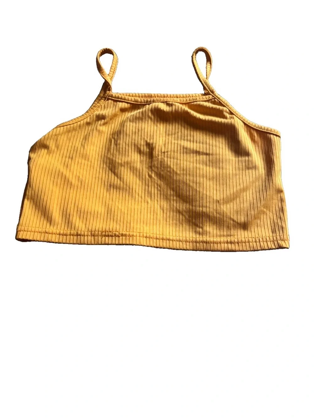 SHEIN Yellow Ribbed Crop Tank with Black Floral Elastic-Waist Shorts
